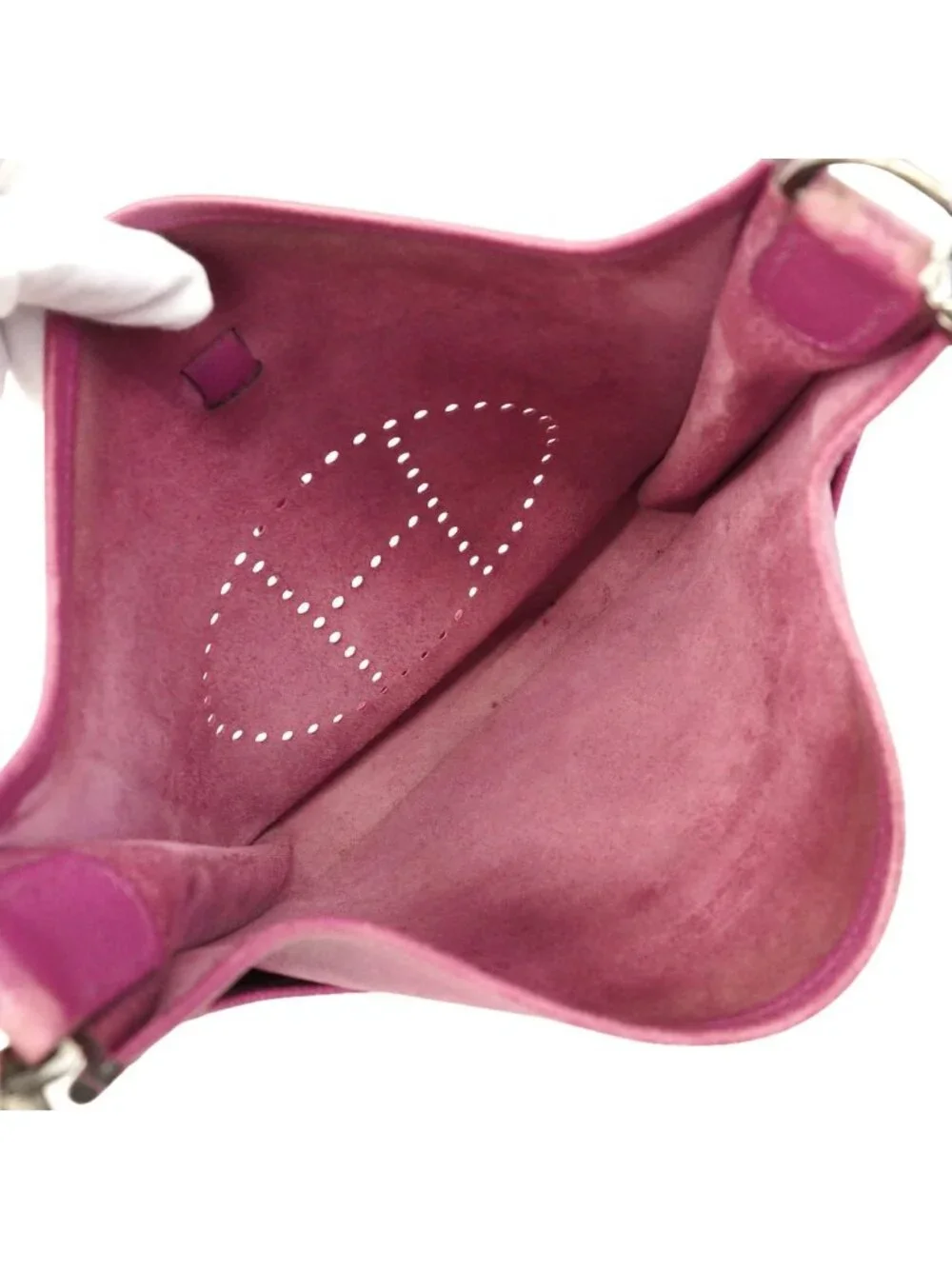 Hermes Shoulder Bag Evelyne 2 PM Veau Epsom Cyclamen Silver